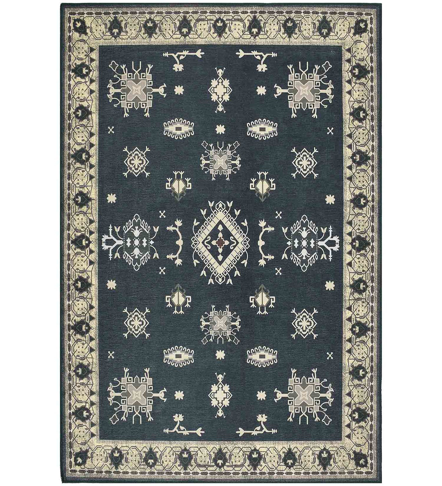 Dark Green Polyester Rug