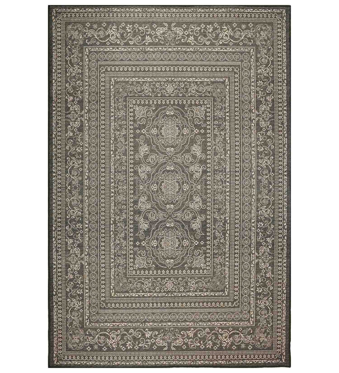 Brown Geometric Polyester Rug