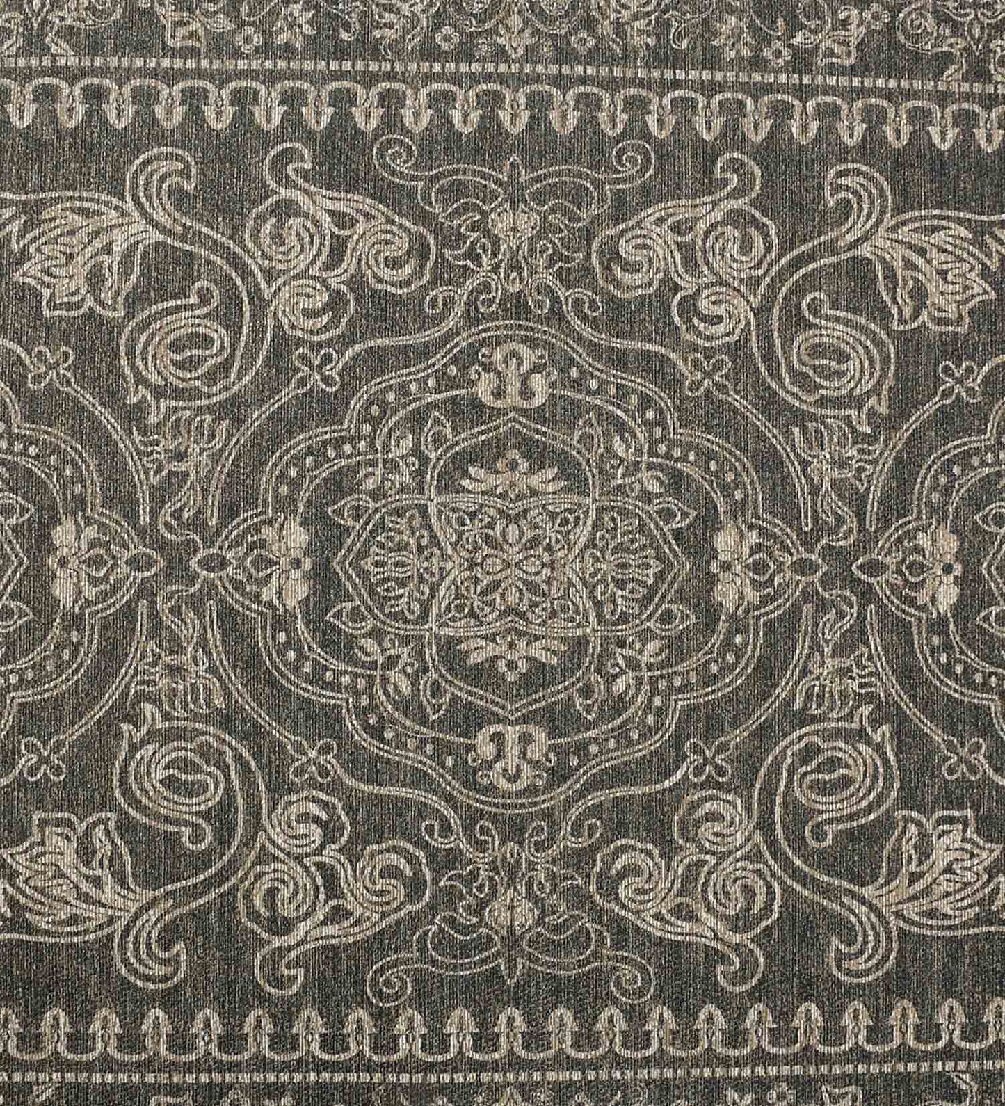 Brown Geometric Polyester Rug
