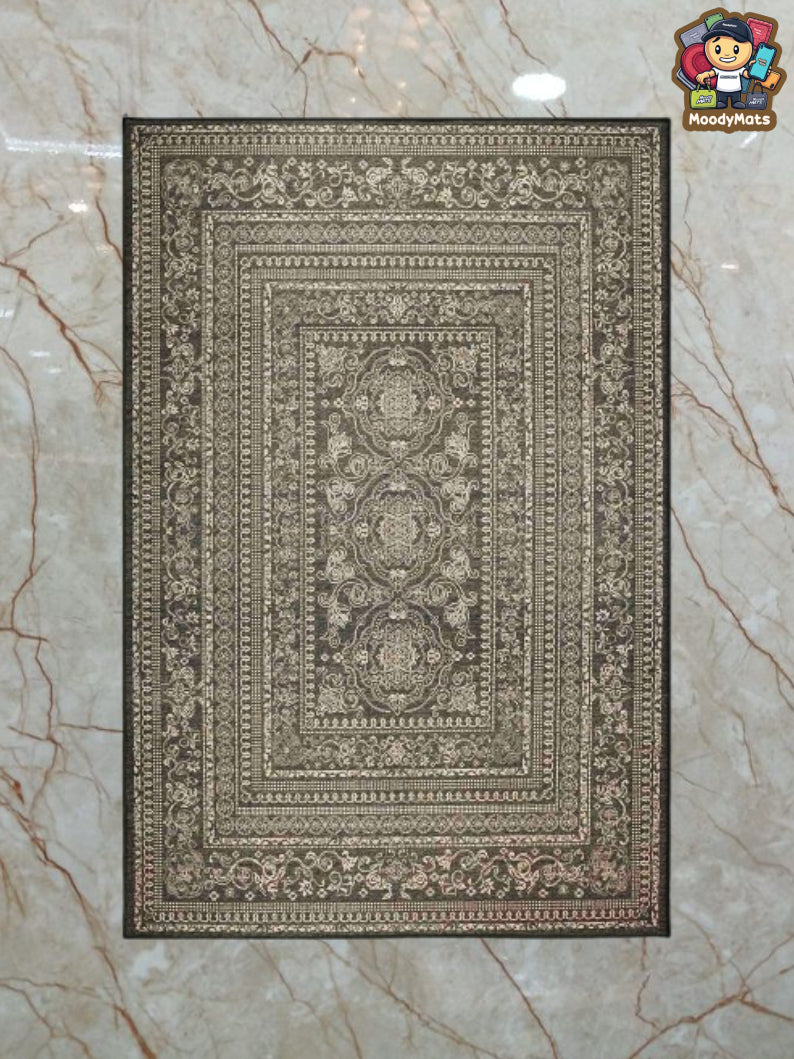 Brown Geometric Polyester Rug