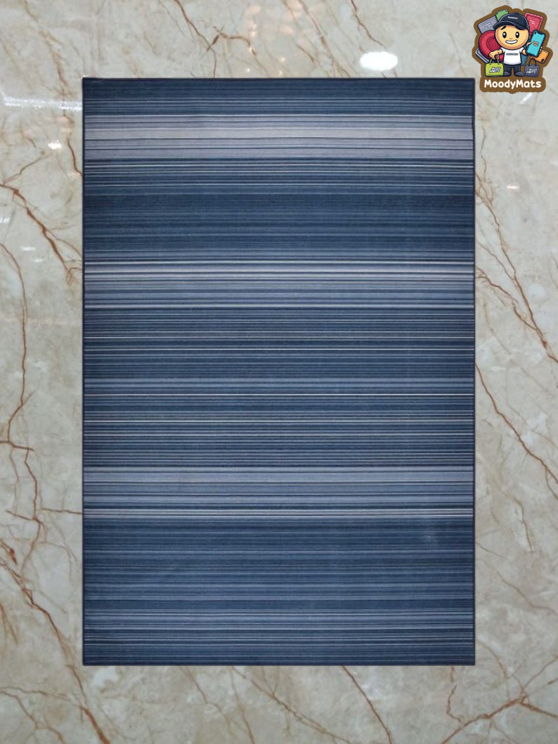 Blue Stripe Polyester Rug