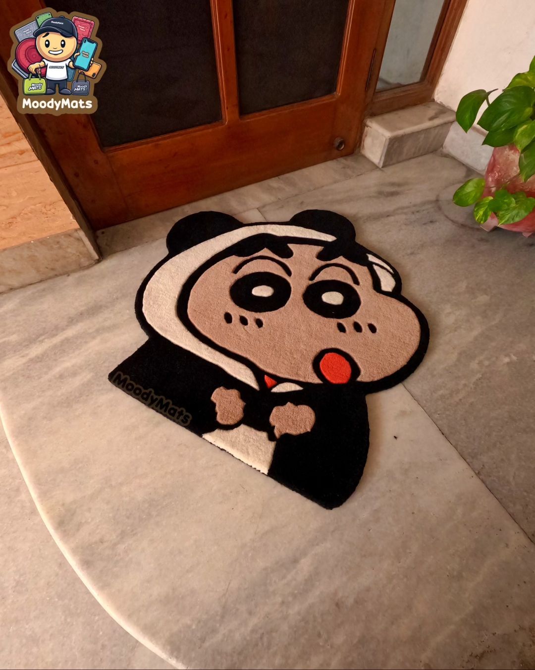 Black and white Shinchan Custom Rug