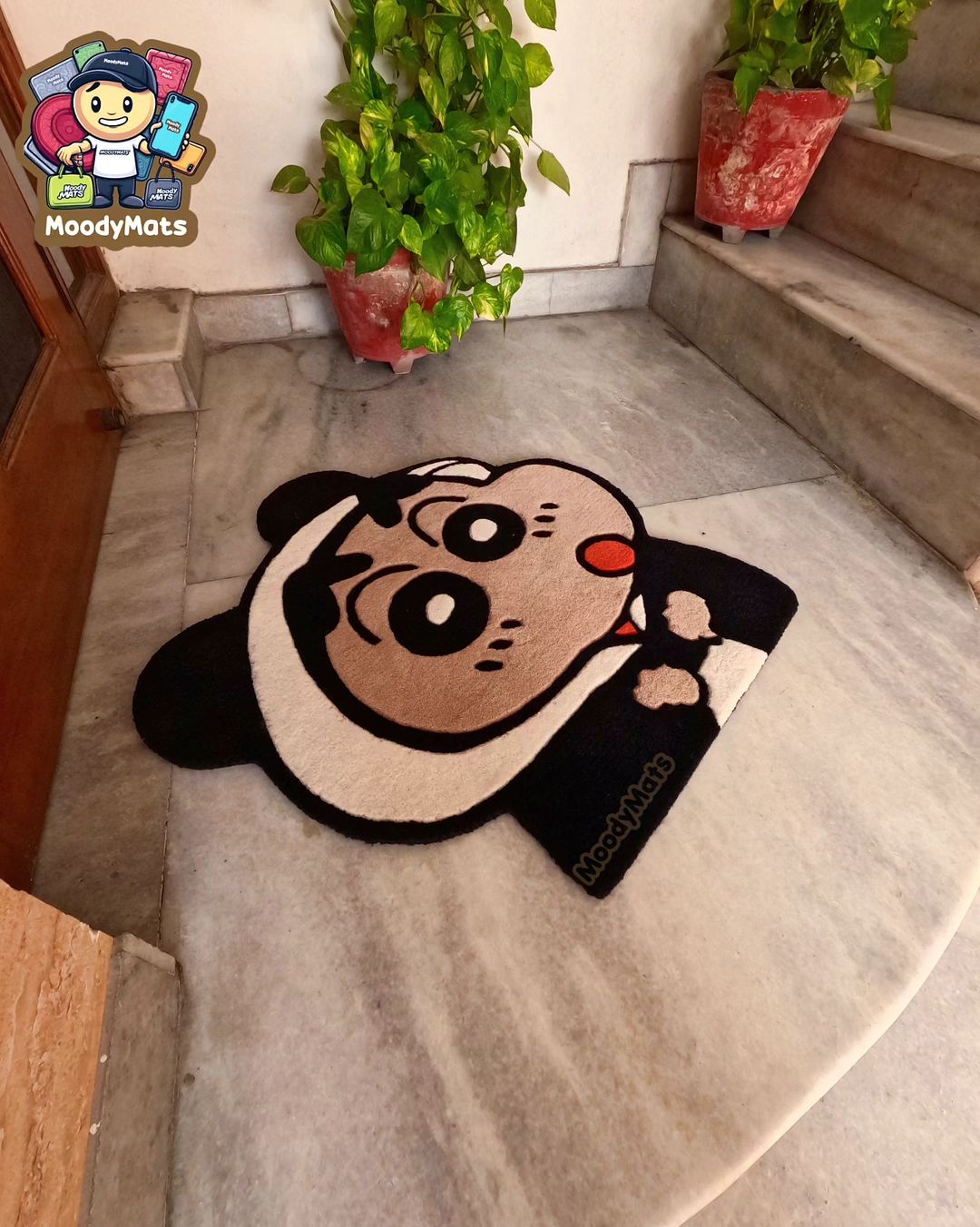 Black and white Shinchan Custom Rug