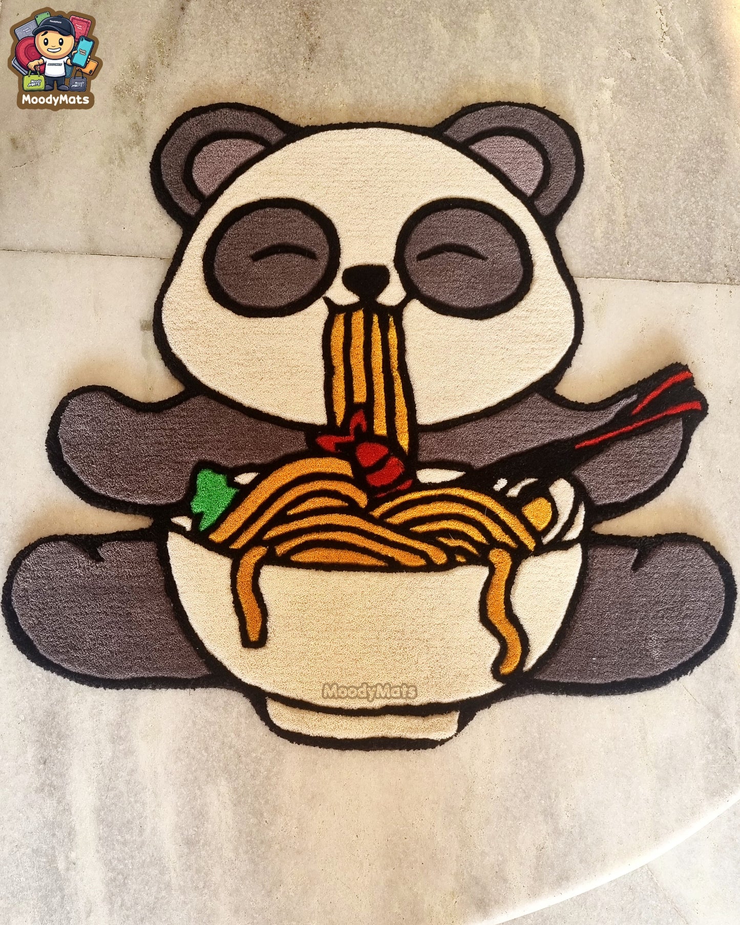 Panda Eating Ramen Custom Rug