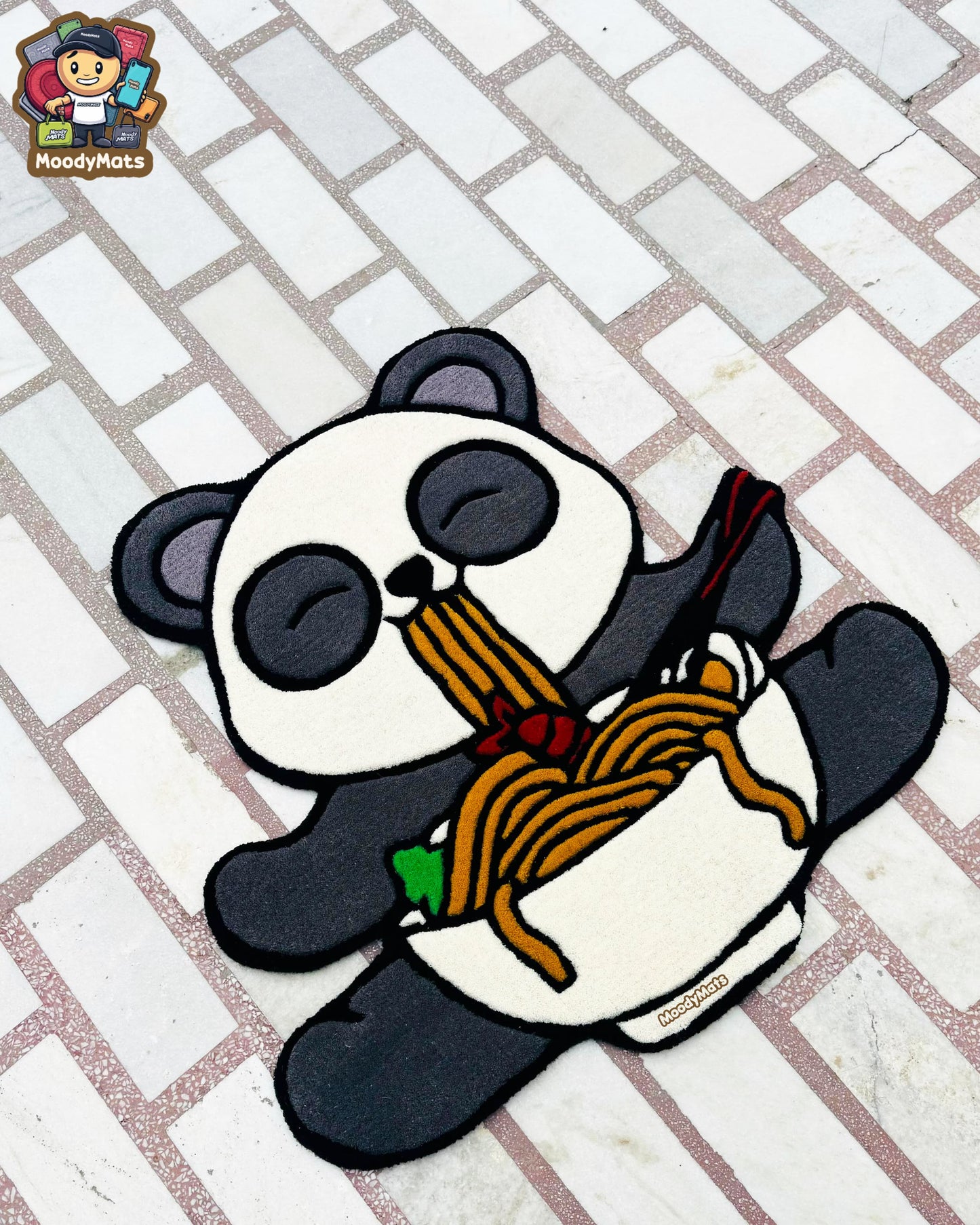 Panda Eating Ramen Custom Rug