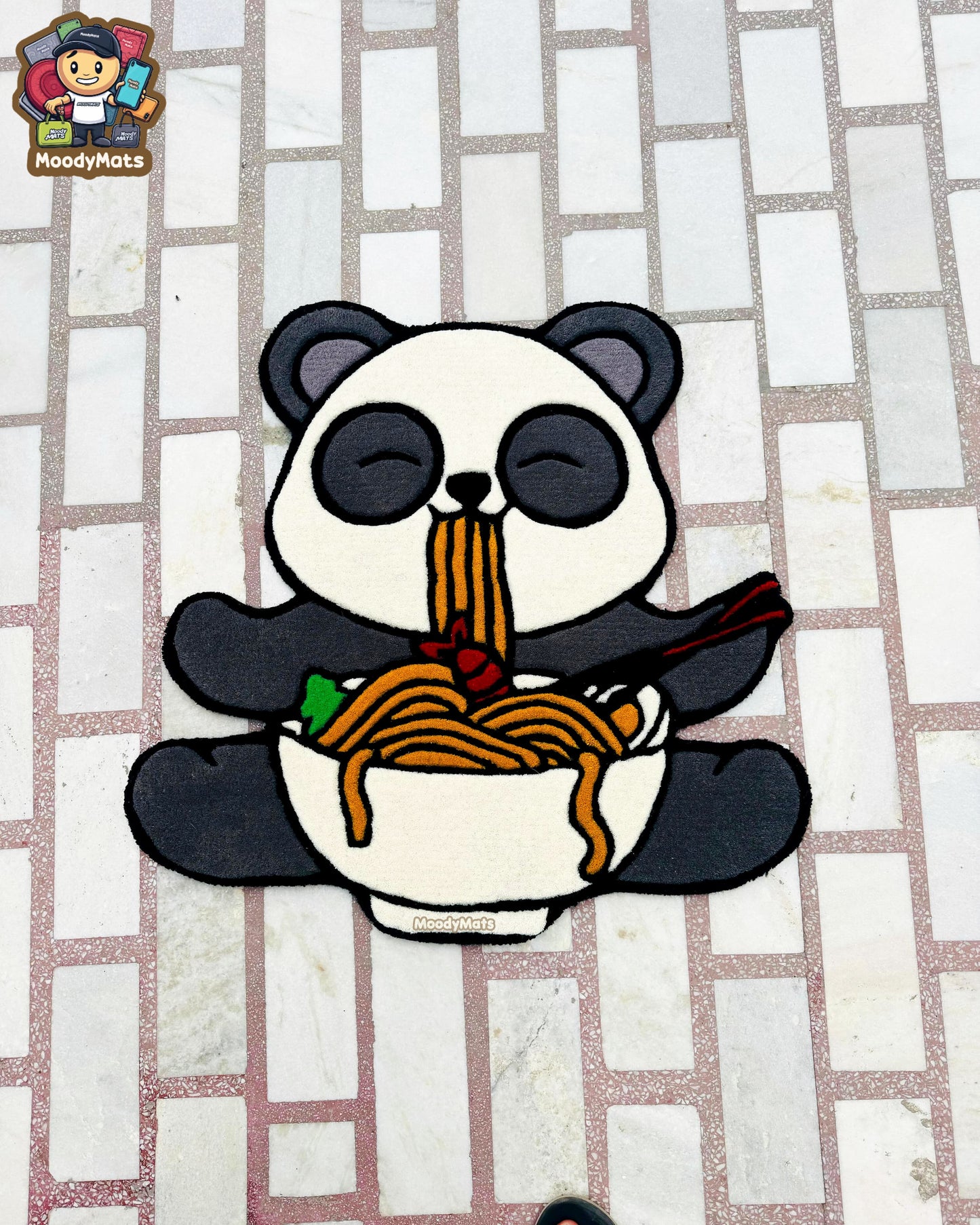 Panda Eating Ramen Custom Rug