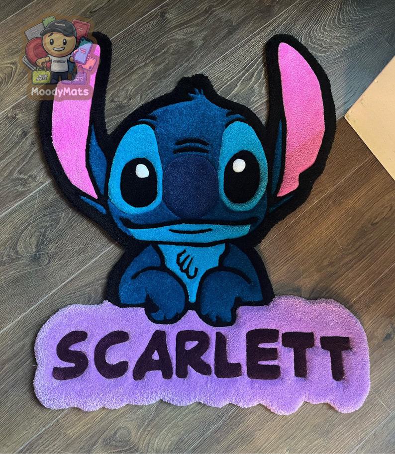 Stitch Cartoon with Name-Tag Custom Rug