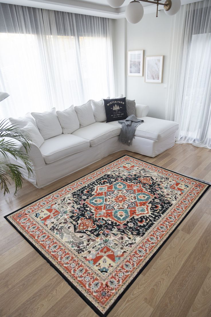 Burgundy Bloom Polyester Rug