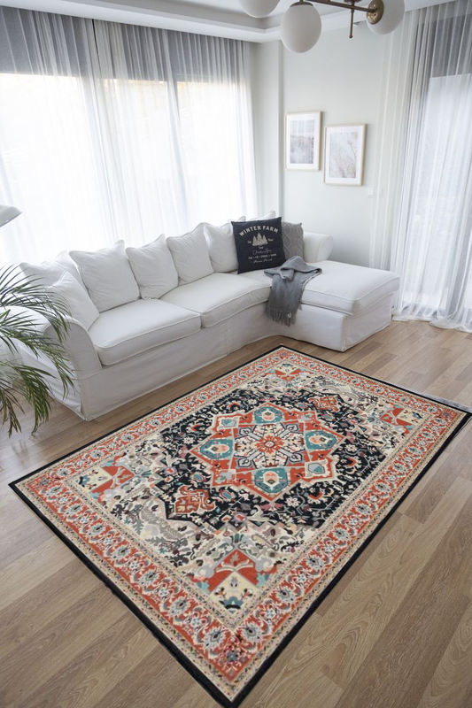 Burgundy Bloom Polyester Rug