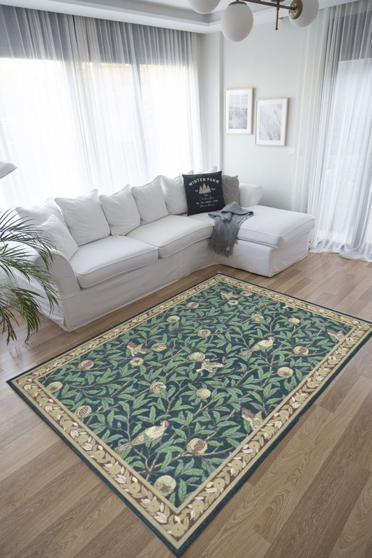 Beige Floral Polyester Rug