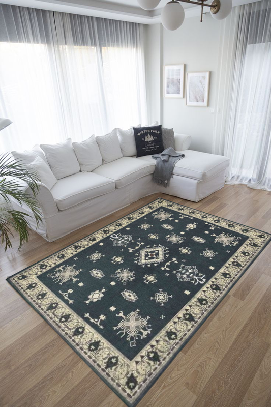 Dark Green Polyester Rug
