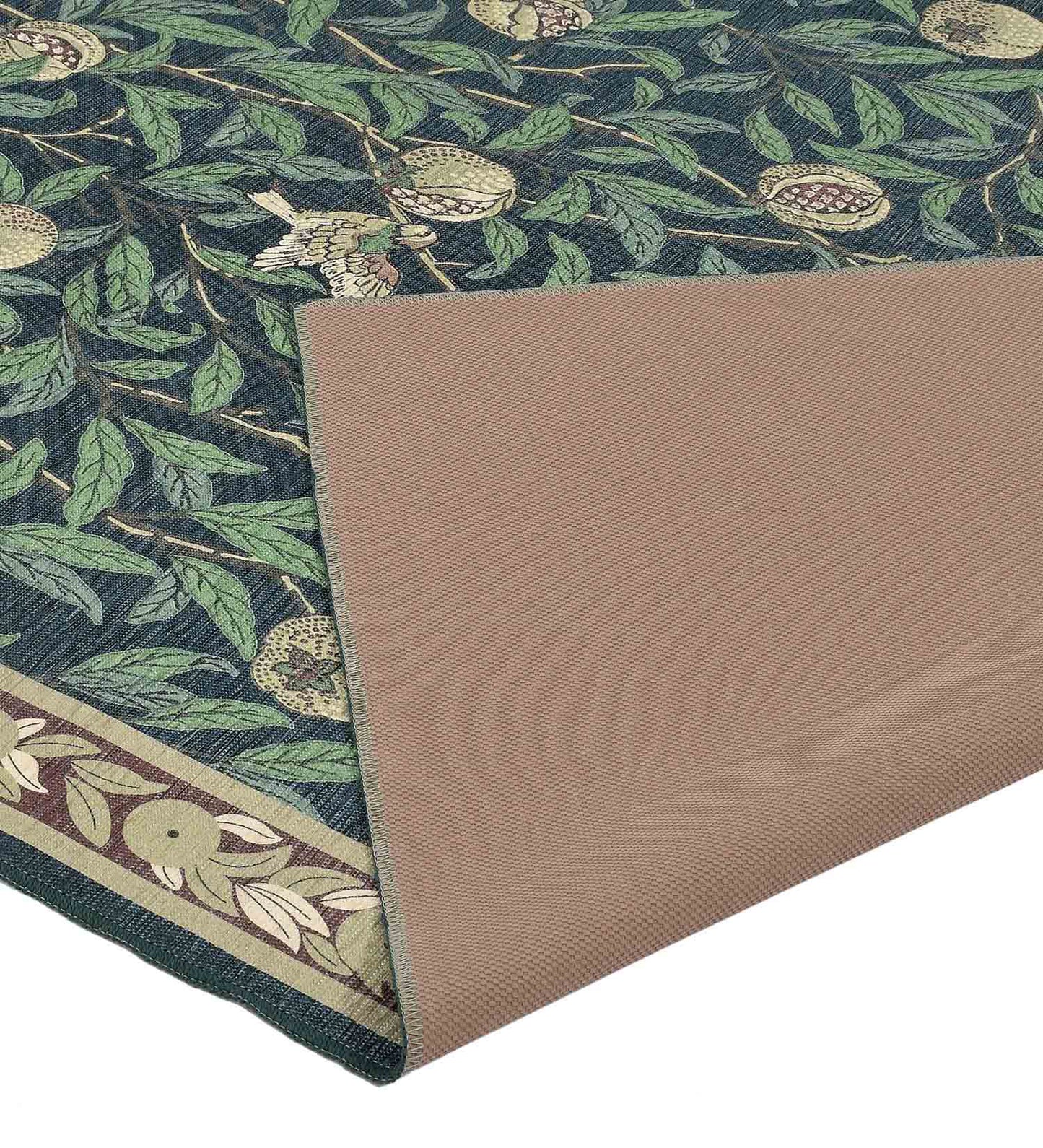 Green Bloom And Birds Polyester Rug