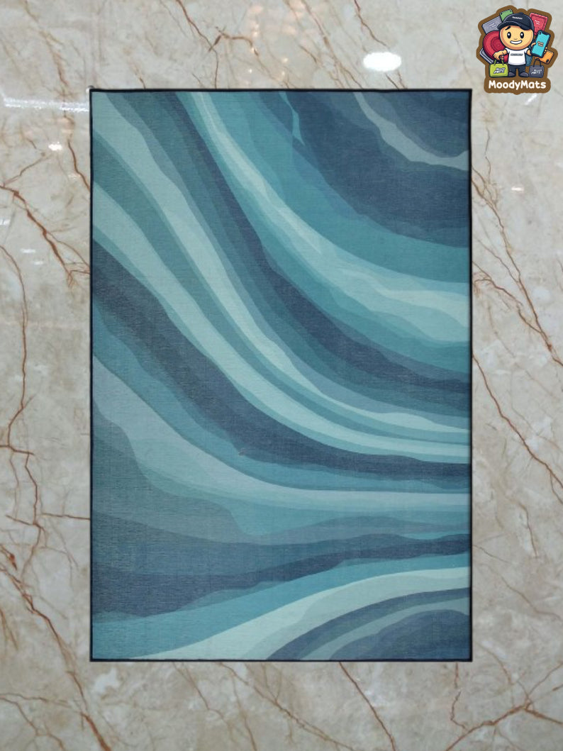 Blue Wave Ocean Polyester Rug