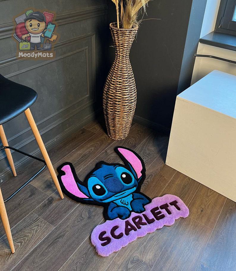 Stitch Cartoon with Name-Tag Custom Rug