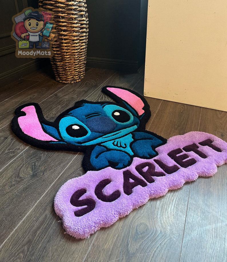 Stitch Cartoon with Name-Tag Custom Rug