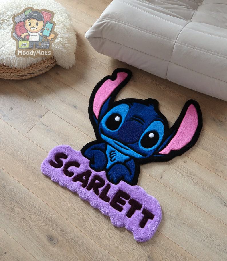 Stitch Cartoon with Name-Tag Custom Rug